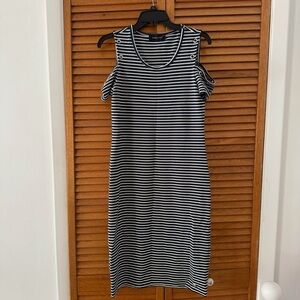 Ivanka Trump Women’s Dress Blue Striped Off the Shoulder Sz XS